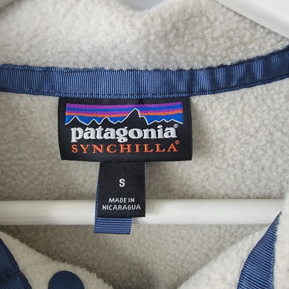 patagonia women lightweight synchilla snap-T pullover sweater sz S Pelican stone - Picture 7 of 8